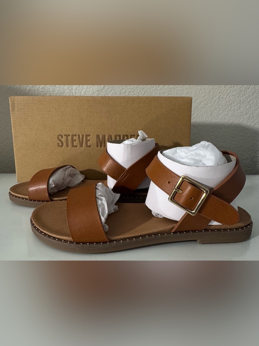 Women’s Steve Madden Tesa Cognac Sandals Size 8